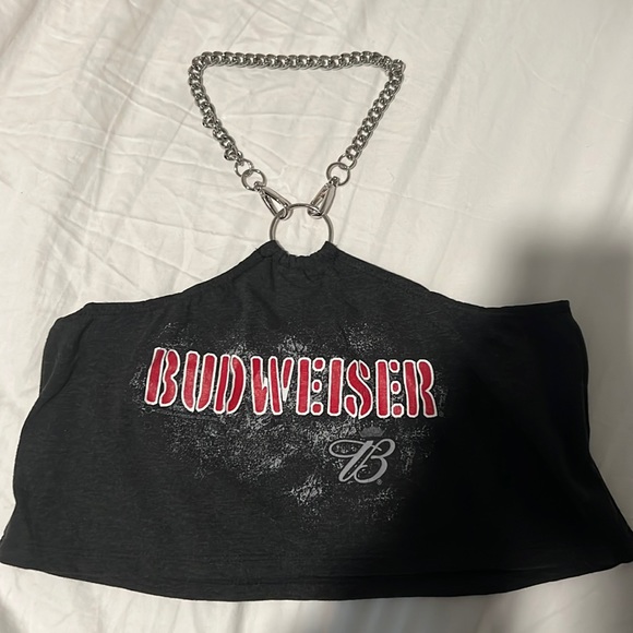 VINTAGE CHAIN HALTER TOP LF BUDWEISER - Picture 1 of 4